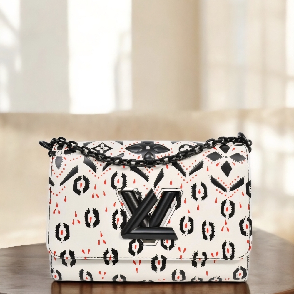 LOUIS VUITTON Graphic Print Leather Twist Wallet on Chain